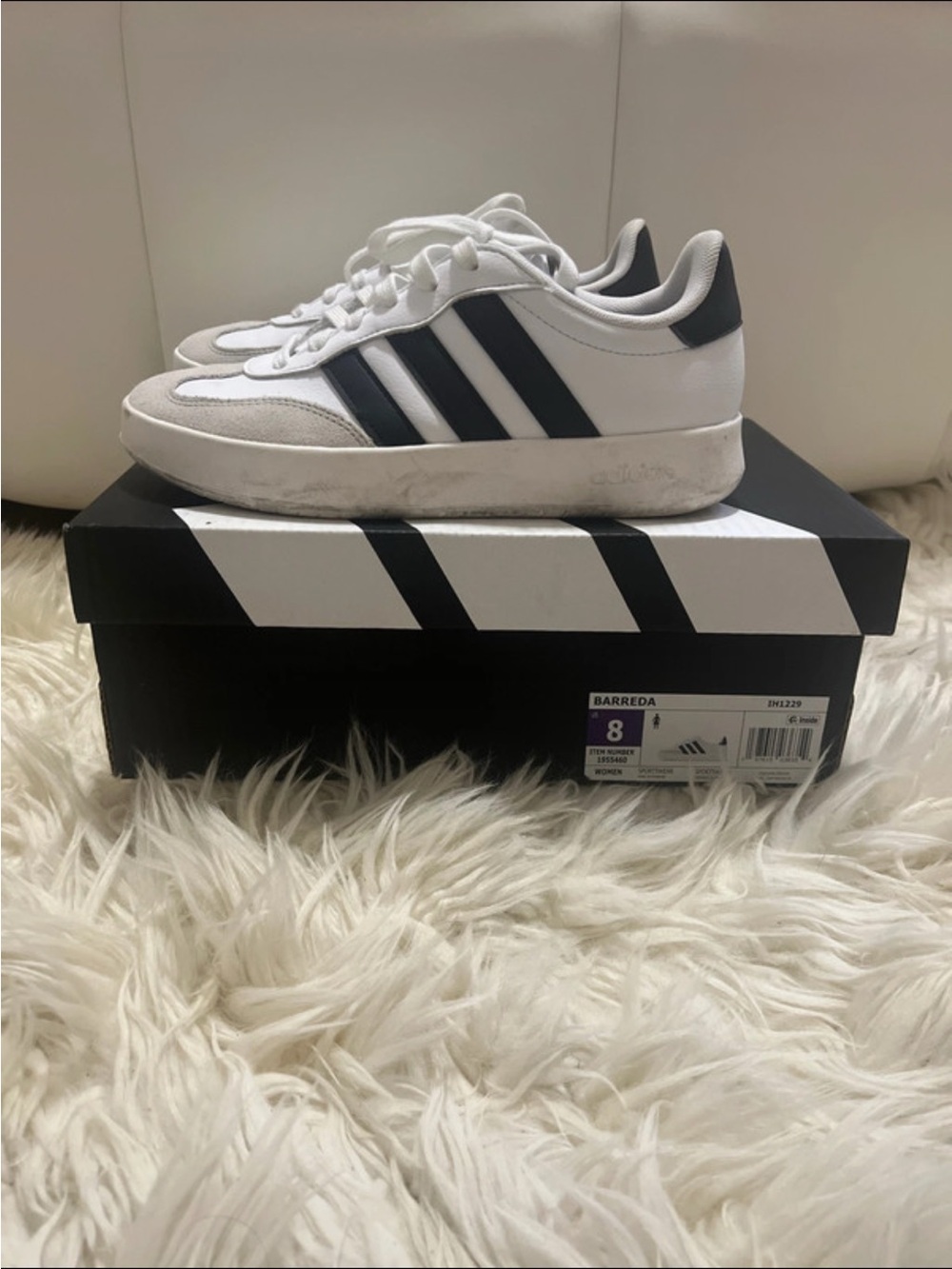 adidas White and Black Barreda Lace-Up Sneakers